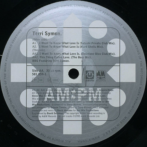 TERRI SYMON // I WANT TO KNOW (WHAT LOVE IS) (3VER) / THE THING CALLED LOVE (DAVID MORALES REMIX)