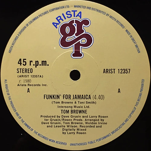 TOM BROWNE // FUNKIN' FOR JAMAICA (4:40) / HER SILENT SMILE (5:10)