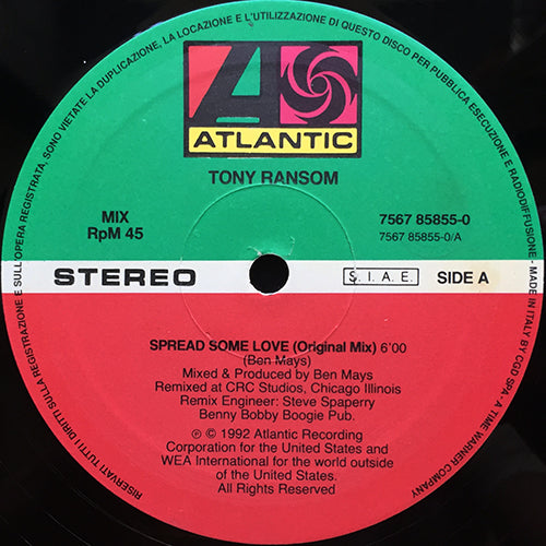 TONY RANSOM // SPREAD SOME LOVE (3VER) – next records japan