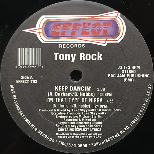 TONY ROCK // KEEP ON DANCIN' (2VER) / I'M THAT TYPE OF NIGGA (2VER)