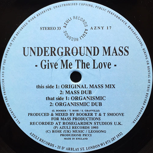 UNDERGROUND MASS // GIVE ME THE LOVE (4VER)