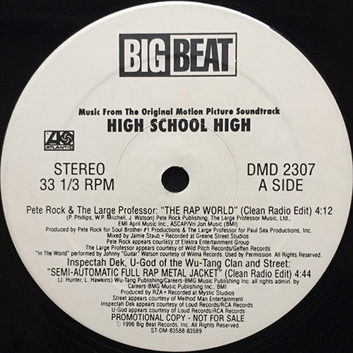 V.A. (PETE ROCK & LARGE PROFESSOR / INSPECTAH DEK, U-GOD & STREET / KRS-ONE / E-40, SPICE 1 & THE CLICK) // 4 TRACK EP (HIGH SCHOOL HIGH) inc. THE RAP WORLD / SEMI-AUTOMATIC FULL RAP METAL JACKET / HIGH SCHOOL ROCK / WHY YOU WANNA FUNK