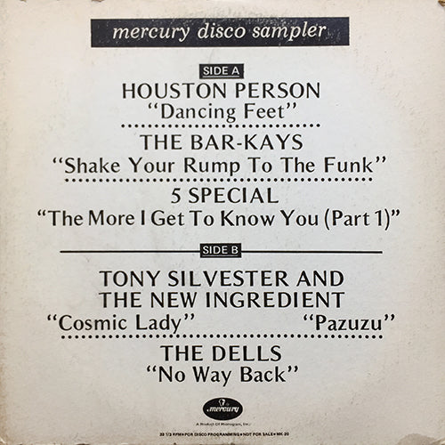 V.A. (HOUSTON PERSON / BAR-KAYS / 5 SPECIAL / TONY SILVESTER AND NEW INGREDIENT / DELLS) // MERCURY DISCO SAMPLER (EP) inc.