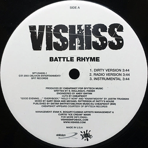 VISHISS // BATTLE RHYME (3VER) / KILLIN' SPREE (3VER)