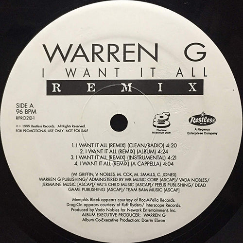 WARREN G feat. EVE. DRAG-ON & SHADOW & MEMPHIS BLEEK // I WANT IT ALL (REMIX) (4VER) / WE GOT THAT (4VER)